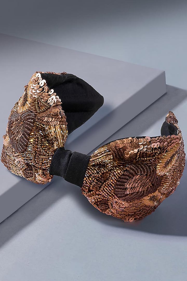 Bronze Embroidered Headband by Hair Drama Company at Pernia's Pop Up Shop