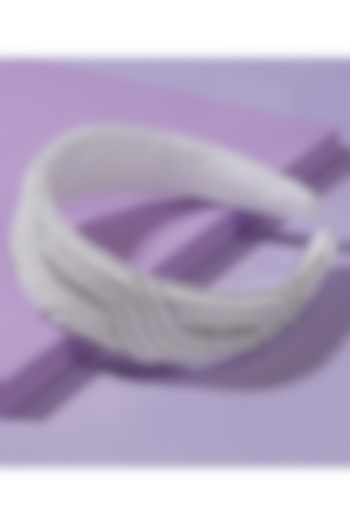 White & Silver Embroidered Headband by Hair Drama Company at Pernia's Pop Up Shop