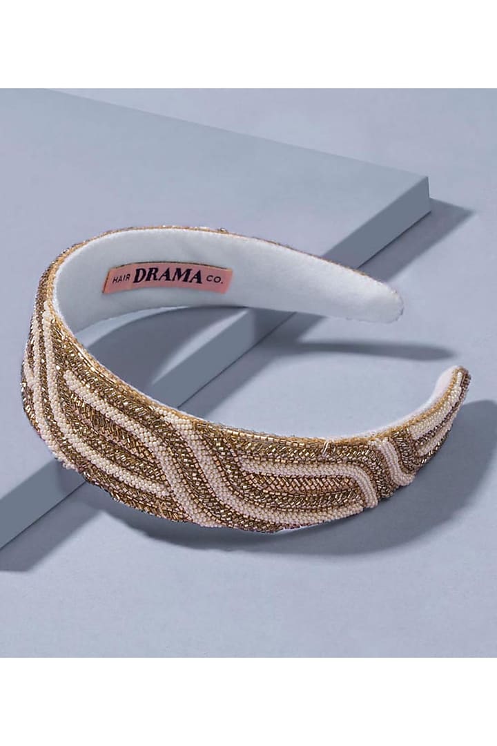Gold Embroidered Flat Headband by Hair Drama Company at Pernia's Pop Up Shop