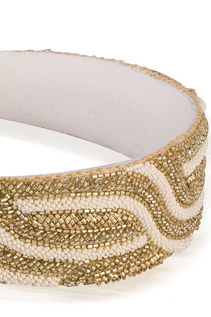 Gold Embroidered Flat Headband by Hair Drama Company at Pernia's Pop Up Shop