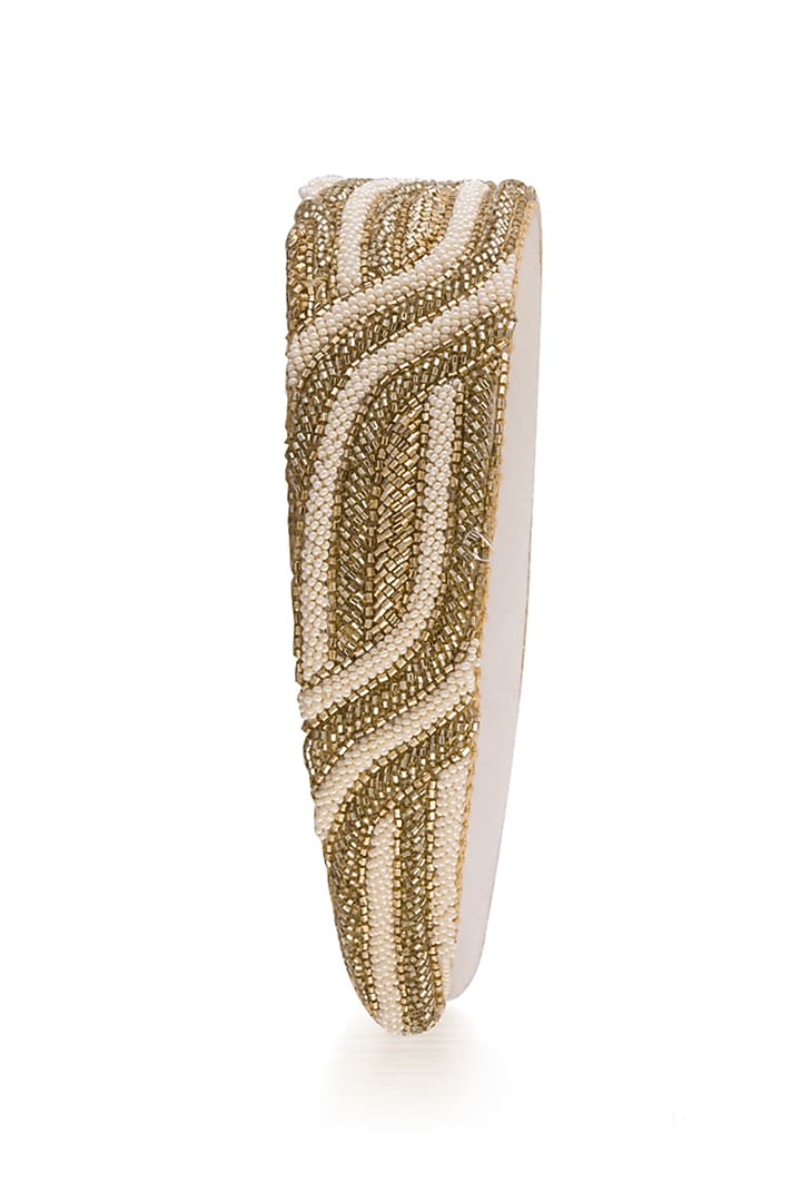 Gold Embroidered Flat Headband by Hair Drama Company at Pernia's Pop Up Shop