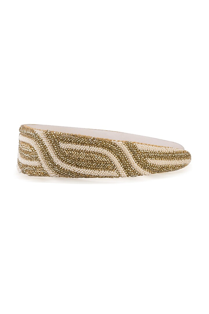 Gold Embroidered Flat Headband by Hair Drama Company at Pernia's Pop Up Shop