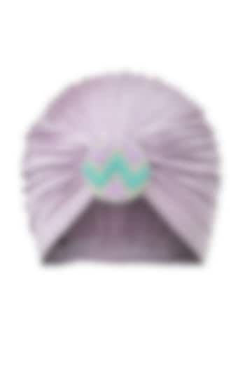 Lilac Lycra Embroidered Turban by Hair Drama Company