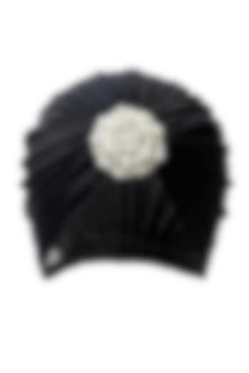 Black Bead Embroidered Turban by Hair Drama Company