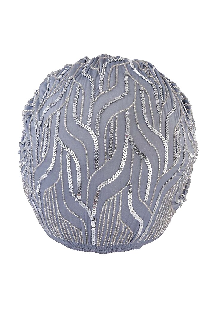 Grey Lycra Embroidered Turban by Hair Drama Company at Pernia's Pop Up Shop
