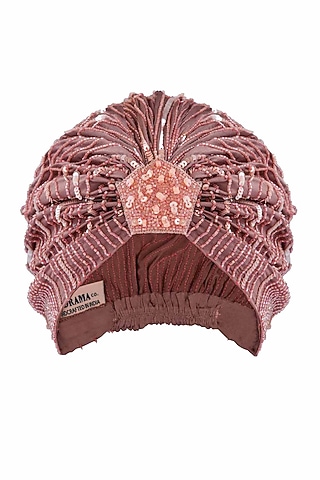 Pink Lycra Embroidered Turban by Hair Drama Company