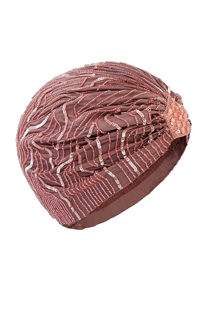 Pink Lycra Embroidered Turban by Hair Drama Company at Pernia's Pop Up Shop
