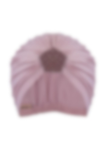 Baby Pink Lycra Embroidered Turban by Hair Drama Company