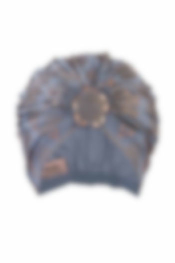 Bluish Grey Embroidered Turban by Hair Drama Company