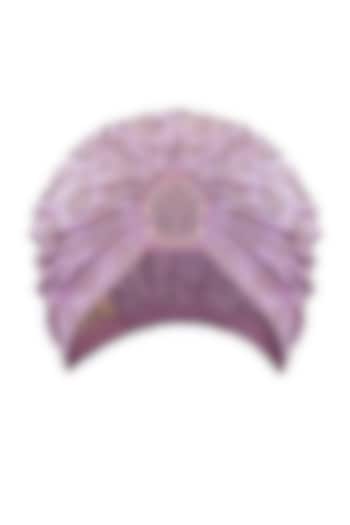 Lilac Silver Embroidered Turban by Hair Drama Company