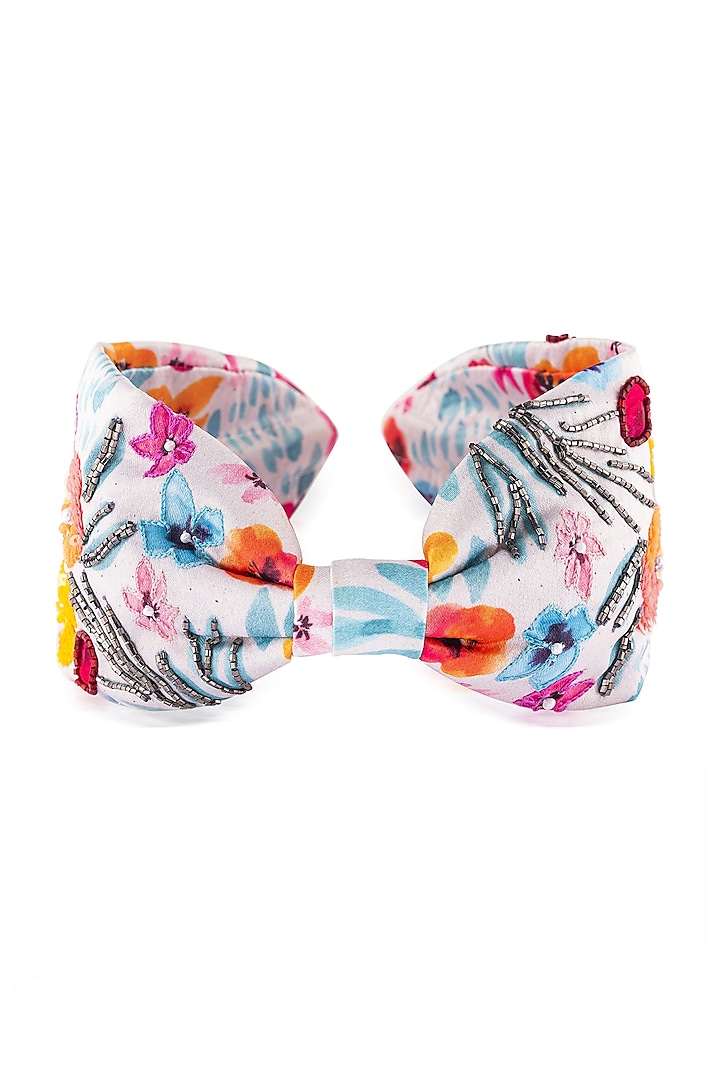 Off-White Embroidered Headband by Hair Drama Company at Pernia's Pop Up Shop