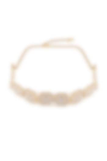 Gold Finish Floral Kundan Polki Headband by Hair Drama Company at Pernia's Pop Up Shop