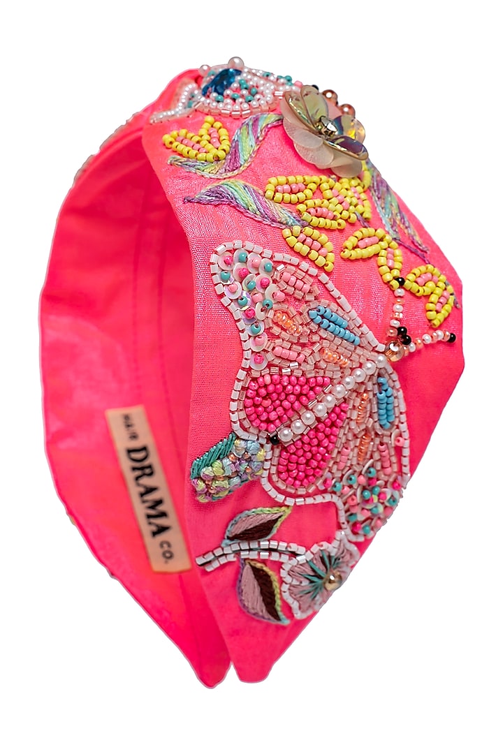 Neon Pink Embroidered Headband by Hair Drama Company