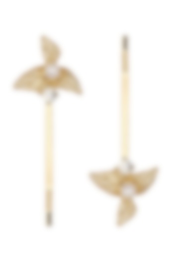 Set Of 2 Golden Leaf and Pearl Hair Pins by Hair Drama Company