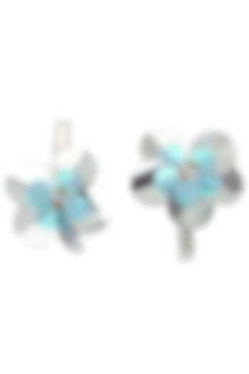 Set Of 2 Blue and Silver Flower Motif Hair Pins by Hair Drama Company