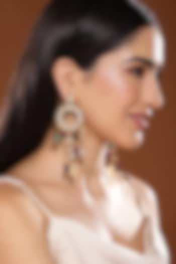 Gold Finish Kundan Polki & Onyx Stone Dangler Earrings by Heer-House Of Jewellery