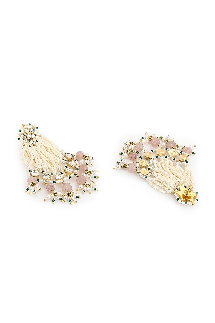 Gold Finish Kundan Polki & Onyx Stone Dangler Earrings by Heer-House Of Jewellery at Pernia's Pop Up Shop