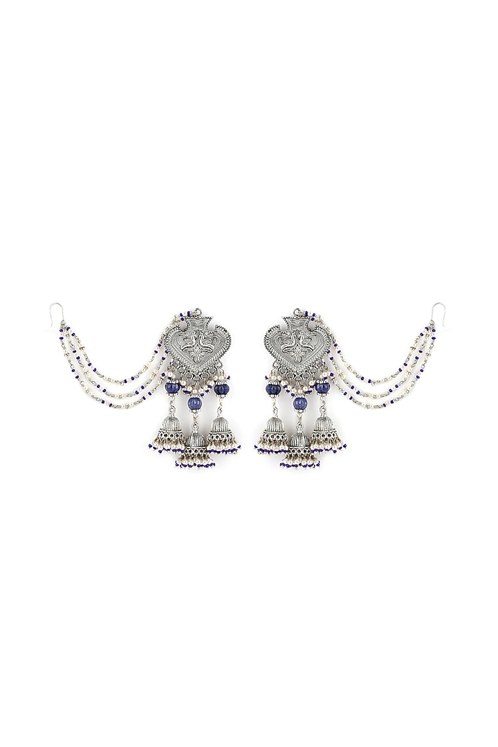 White Finish Kundan Polki & Onyx Stone Dangler Earrings by Heer-House Of Jewellery at Pernia's Pop Up Shop