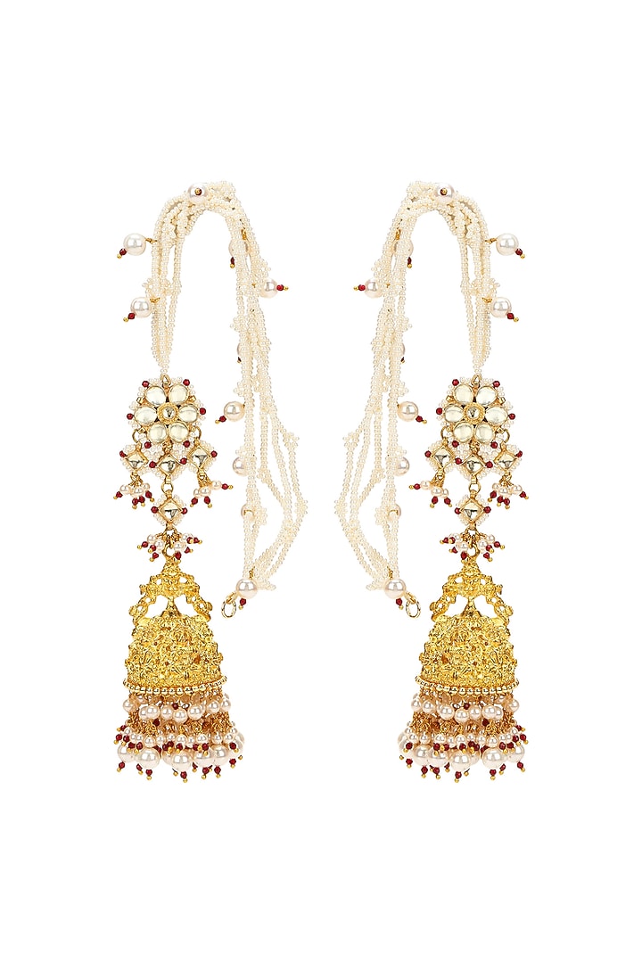 Gold Finish Kundan Polki & Onyx Stone Dangler Earrings by Heer-House Of Jewellery at Pernia's Pop Up Shop