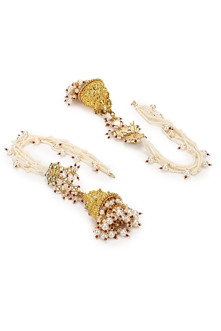 Gold Finish Kundan Polki & Onyx Stone Dangler Earrings by Heer-House Of Jewellery at Pernia's Pop Up Shop