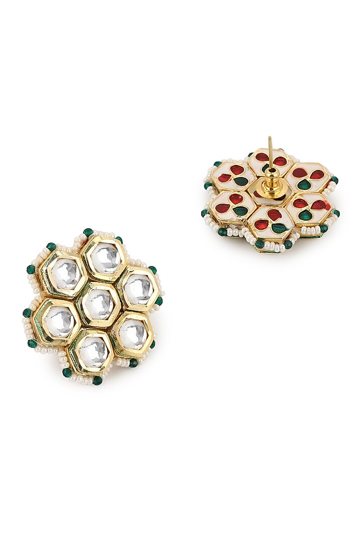 Gold Finish Kundan Polki & Onyx Stone Meenakari Long Necklace Set by Heer-House Of Jewellery at Pernia's Pop Up Shop