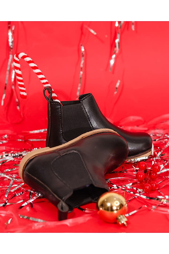 Black Leather Boots For Boys by Hello Jr at Pernia's Pop Up Shop