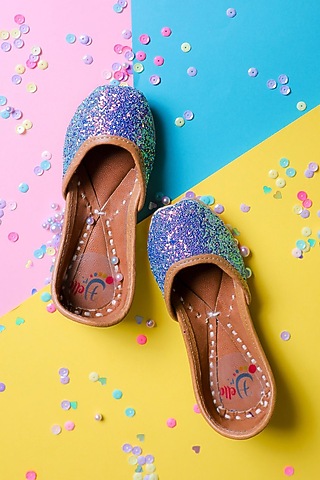 Bluish-Black Leatherette Juttis For Girls by Hello Jr