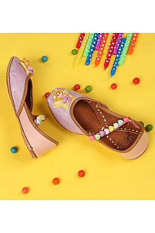 Purple Leatherette Juttis For Girls by Hello Jr