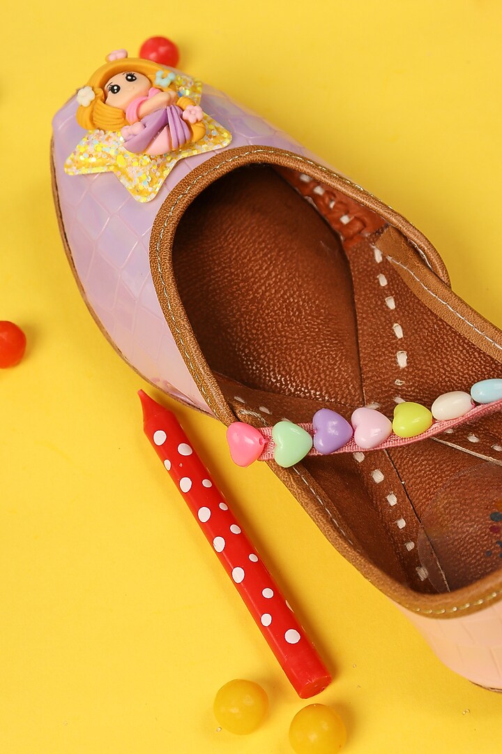 Purple Leatherette Juttis For Girls by Hello Jr at Pernia's Pop Up Shop