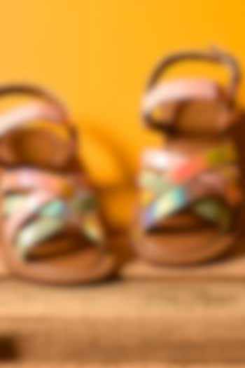 Multi-Coloured Leatherette Sandals For Girls by Hello Jr at Pernia's Pop Up Shop