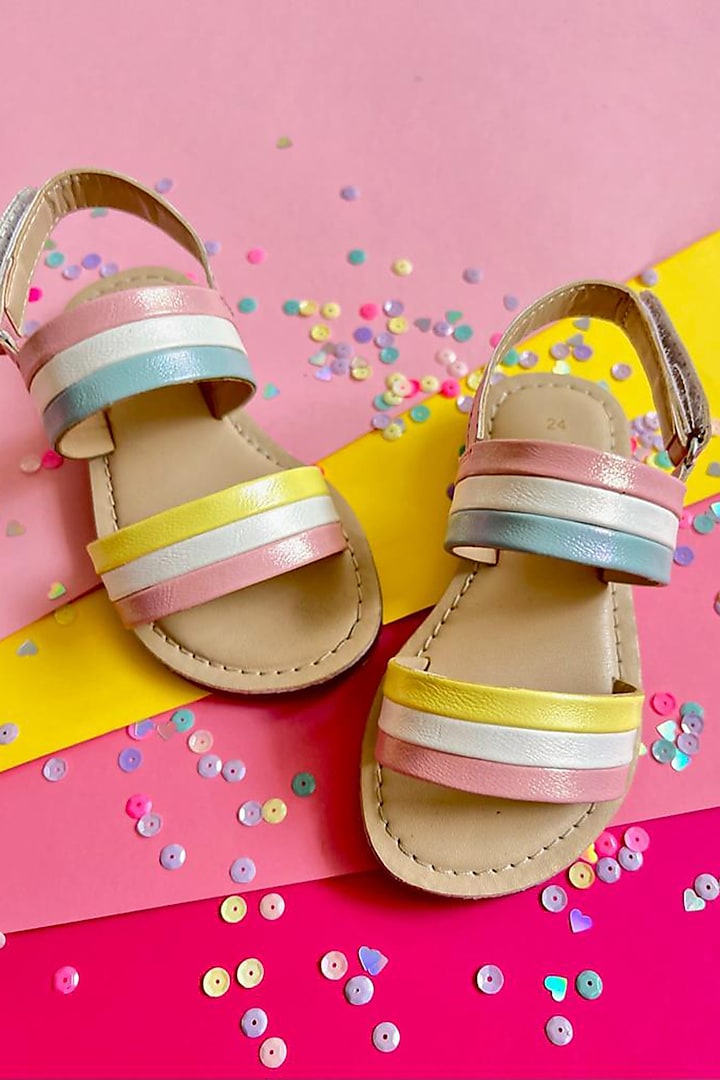 Multi-Coloured Sandals in Leatherette For Girls by Hello Jr