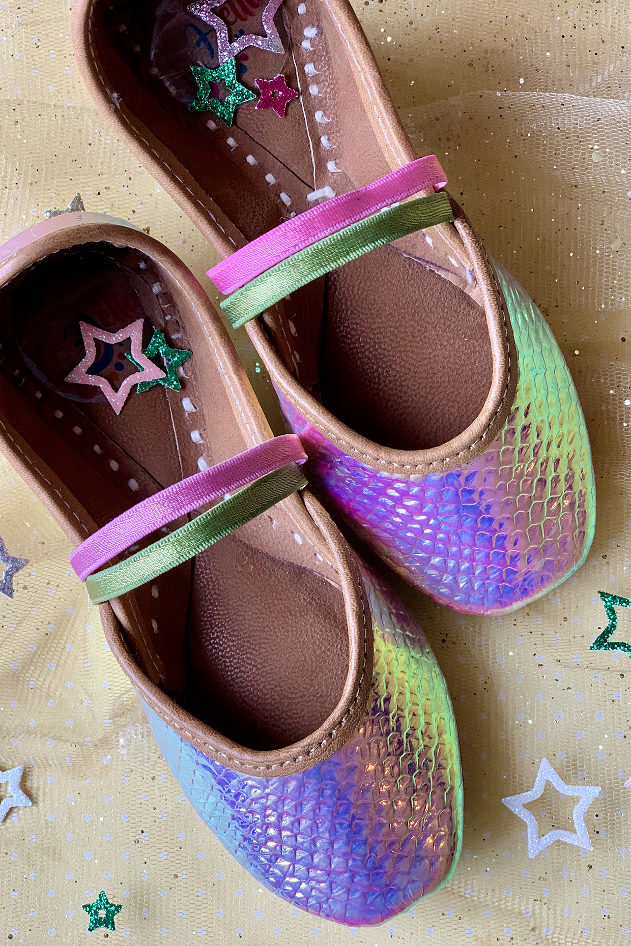 Rainbow Leatherette Juttis For Girls by Hello Jr at Pernia's Pop Up Shop