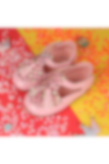 Pink Leather Embroidered Ballerina For Girls by Hello Jr at Pernia's Pop Up Shop