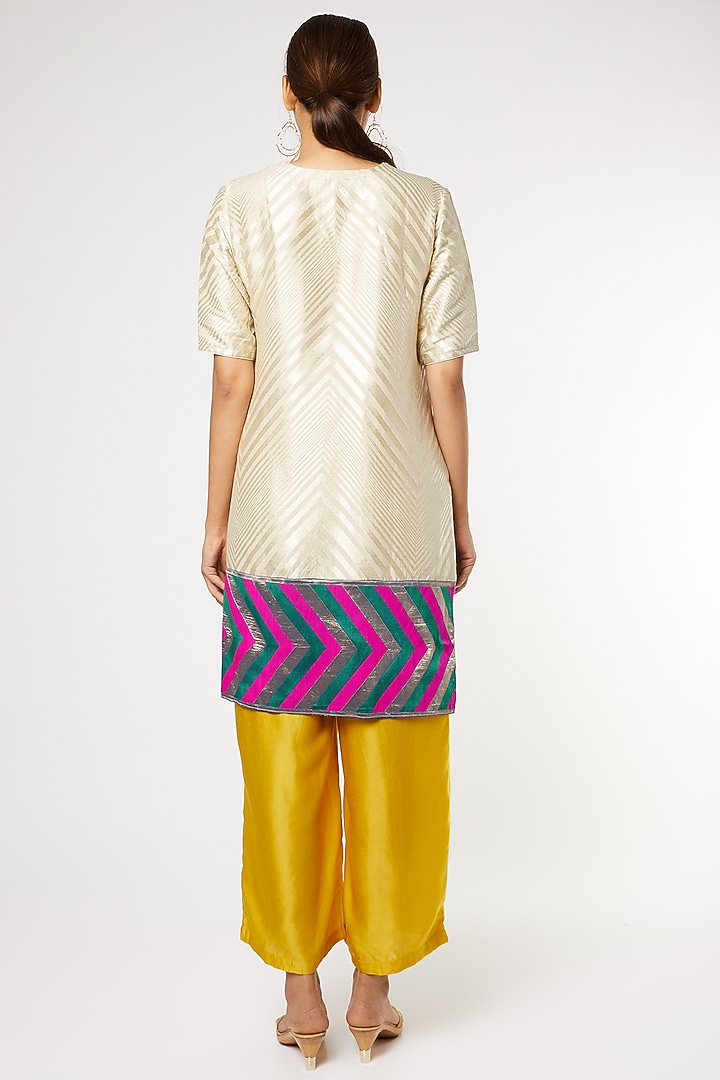 Yellow Silk Party Wear Sharara Set by Heli Shah at Pernia's Pop Up Shop