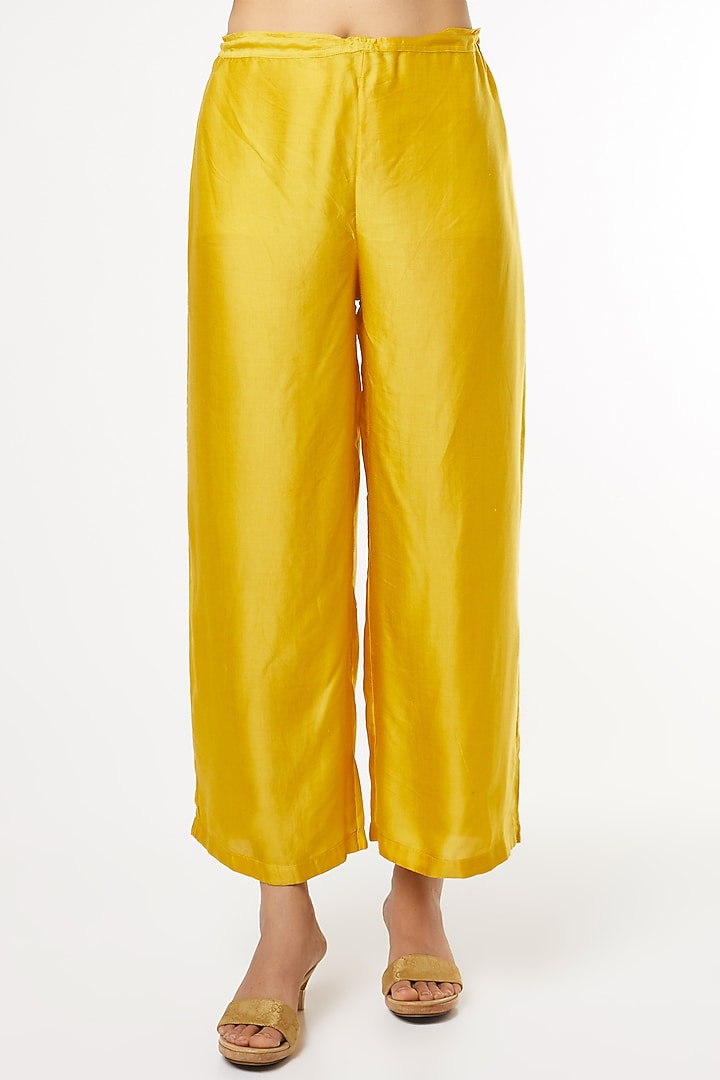 Yellow Silk Party Wear Sharara Set by Heli Shah at Pernia's Pop Up Shop