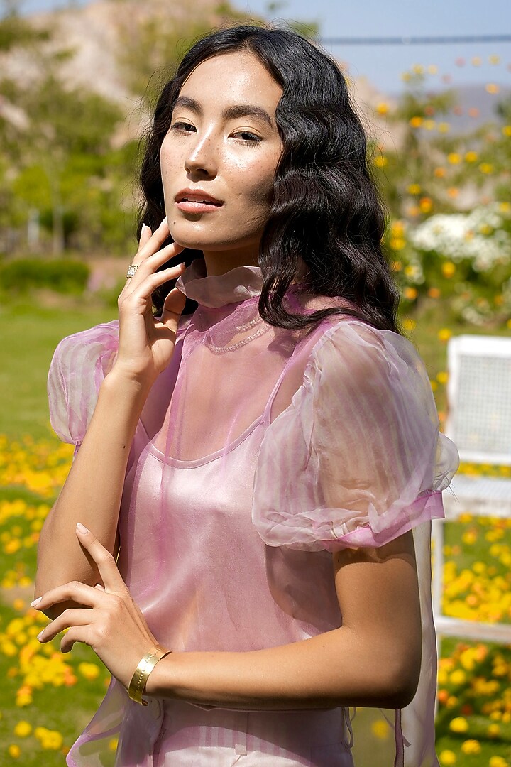 Pink Organza Dyed Top by HeenaAgrima at Pernia's Pop Up Shop