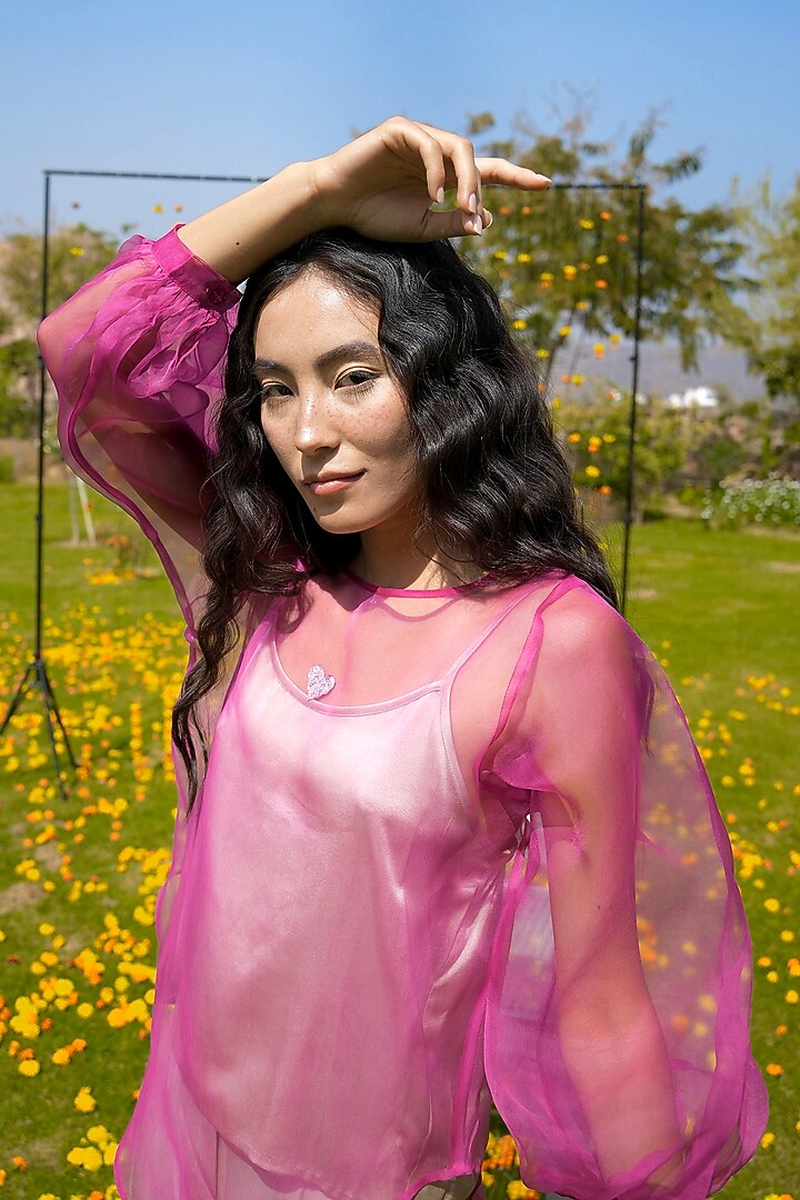 Pink Organza Dyed Top by HeenaAgrima at Pernia's Pop Up Shop