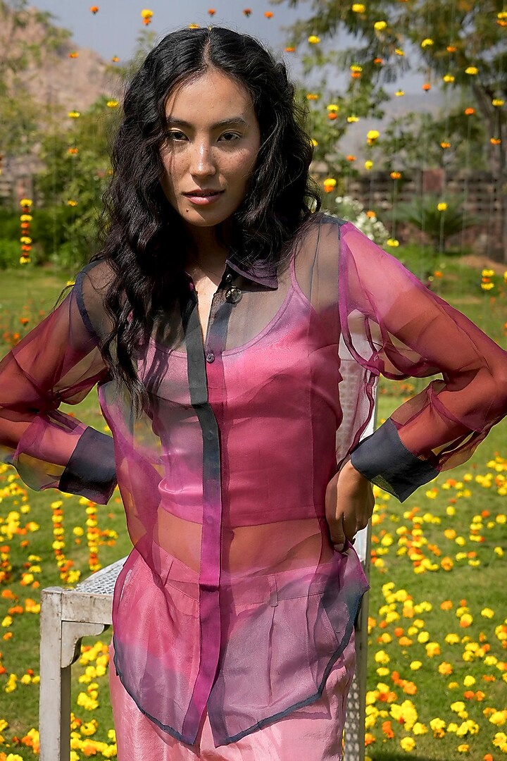 Multi-Colored Organza Hand-Dyed Shirt by HeenaAgrima at Pernia's Pop Up Shop
