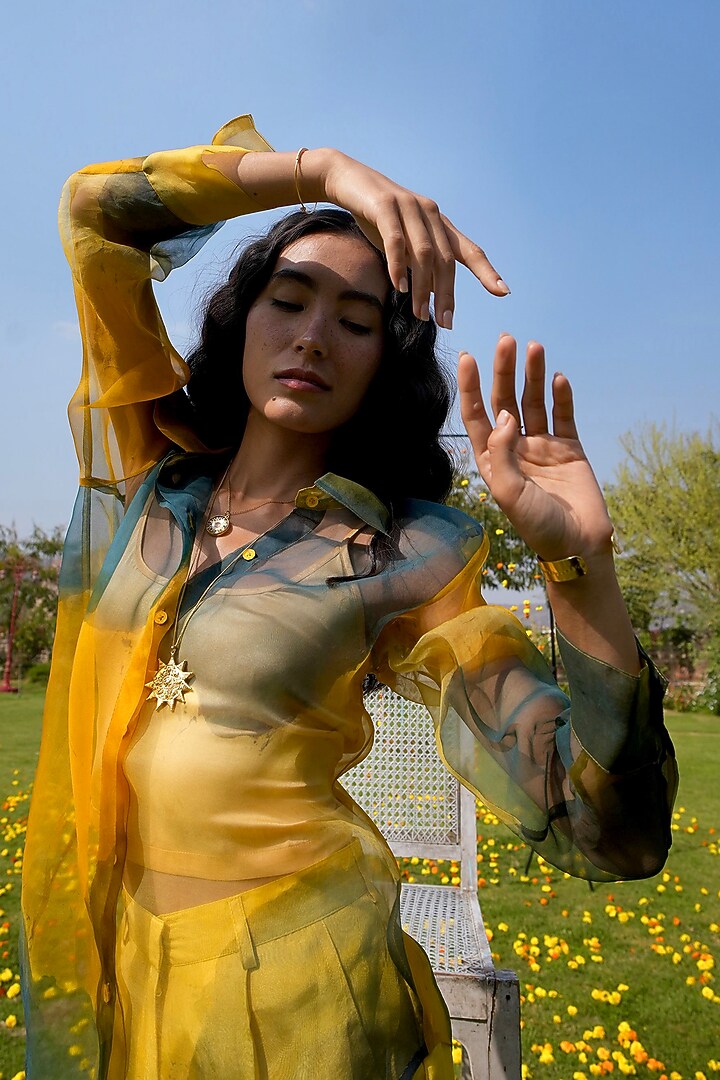 Multi-Colored Organza Hand-Dyed Shirt by HeenaAgrima at Pernia's Pop Up Shop