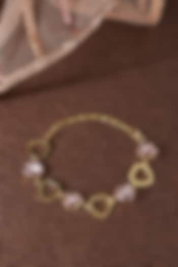 Gold Plated Rose Swarovski Crystal Openable Bracelet by Hermosa By Srishti Bajaj