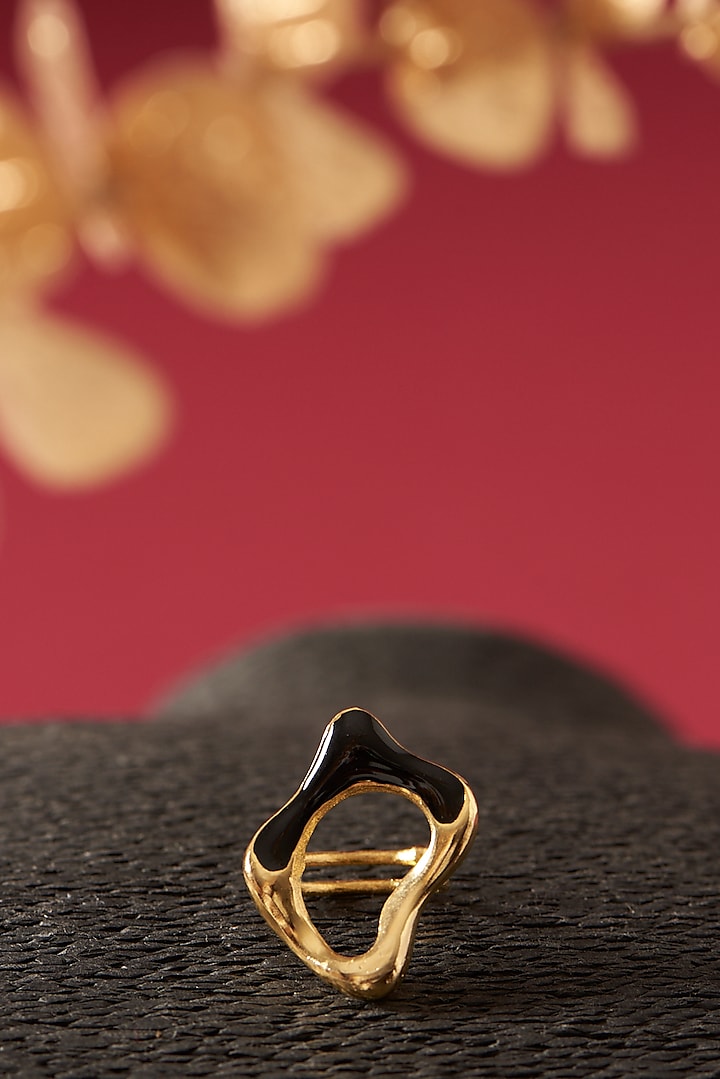 Gold Plated Handcrafted Enameled Ring by Hermosa By Srishti Bajaj