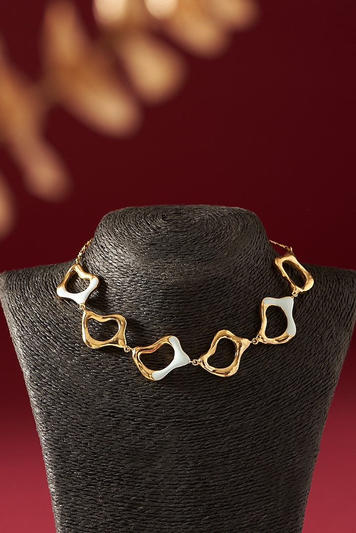 Gold Plated Handcrafted Enameled Choker Necklace by Hermosa By Srishti Bajaj