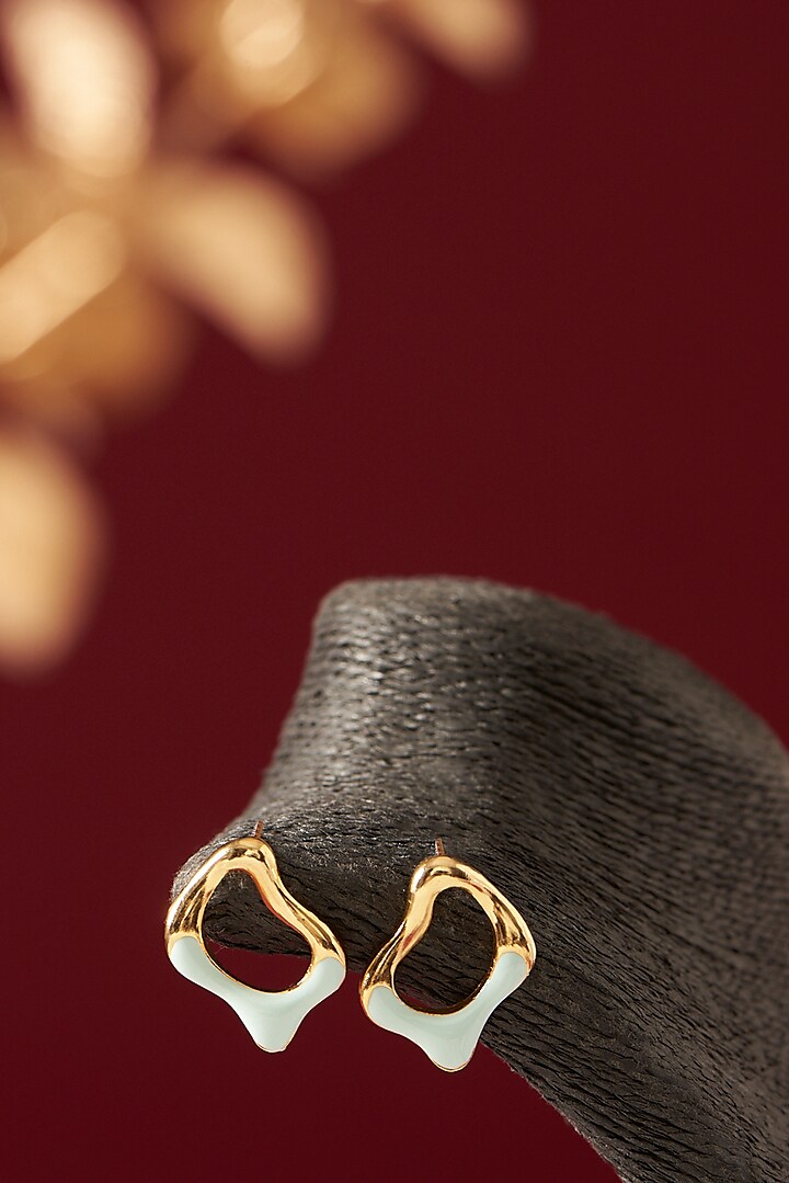Gold Plated Handcrafted Enameled Stud Earrings by Hermosa By Srishti Bajaj