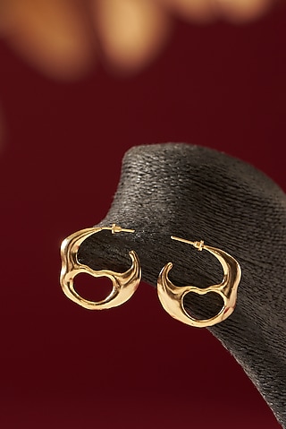 Gold Plated Handcrafted Hoop Earrings by Hermosa By Srishti Bajaj