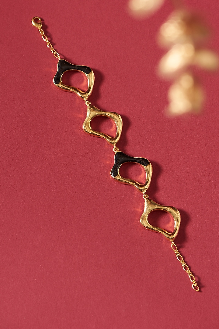 Gold Plated Handcrafted Enameled Bracelet by Hermosa By Srishti Bajaj at Pernia's Pop Up Shop