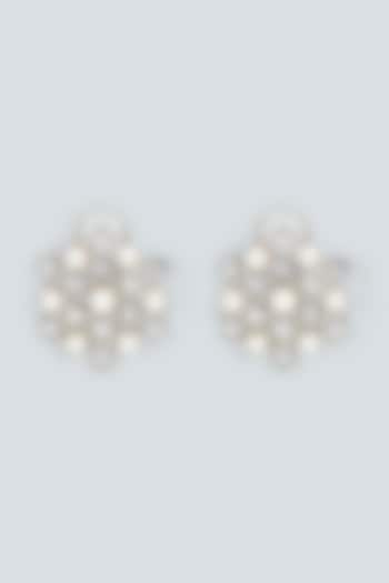 Silver Finish Swarovski Crystal Stud Earrings by Hermosa By Srishti Bajaj at Pernia's Pop Up Shop