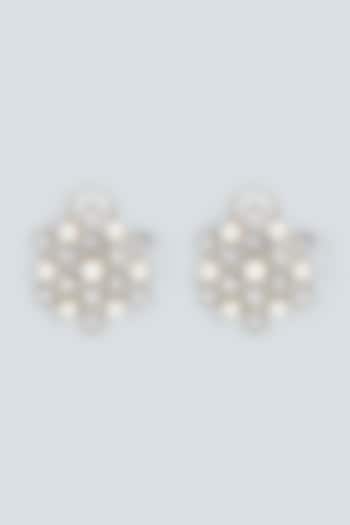 Silver Finish Swarovski Crystal Stud Earrings by Hermosa By Srishti Bajaj