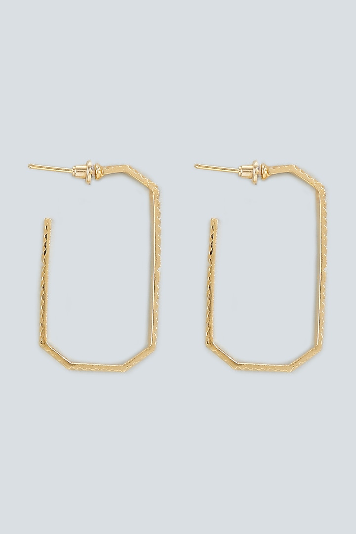 Gold Plated Textured Hoop Earrings by Hermosa By Srishti Bajaj