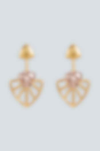 Gold Plated Vintage Rose Swarovski Crystal Dangler Earrings by Hermosa By Srishti Bajaj