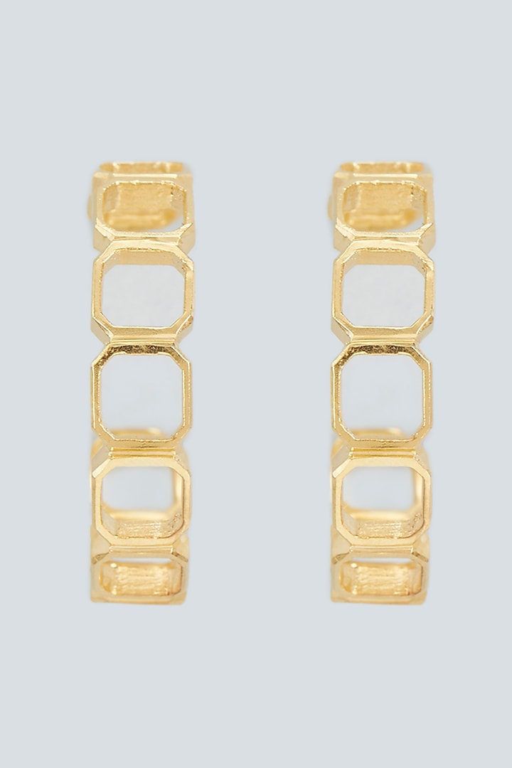 Gold Plated Handcrafted Hoop Earrings by Hermosa By Srishti Bajaj